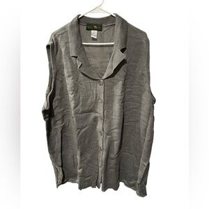 Hunter’s Run Gray Button Front Sweater Vest Size 3X Old New Stock